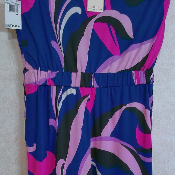 NWT Trina Terk Jump Suit Abstract Pattern Blue Black Pink Purple Size Medium - Picture 10 of 15